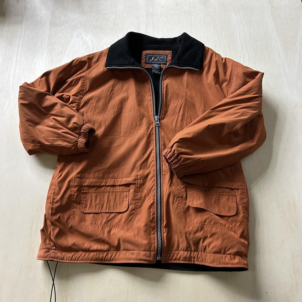Vintage JLC Jacket Womens Medium Orange Fleece Lined Full Zip Outdoor Casual